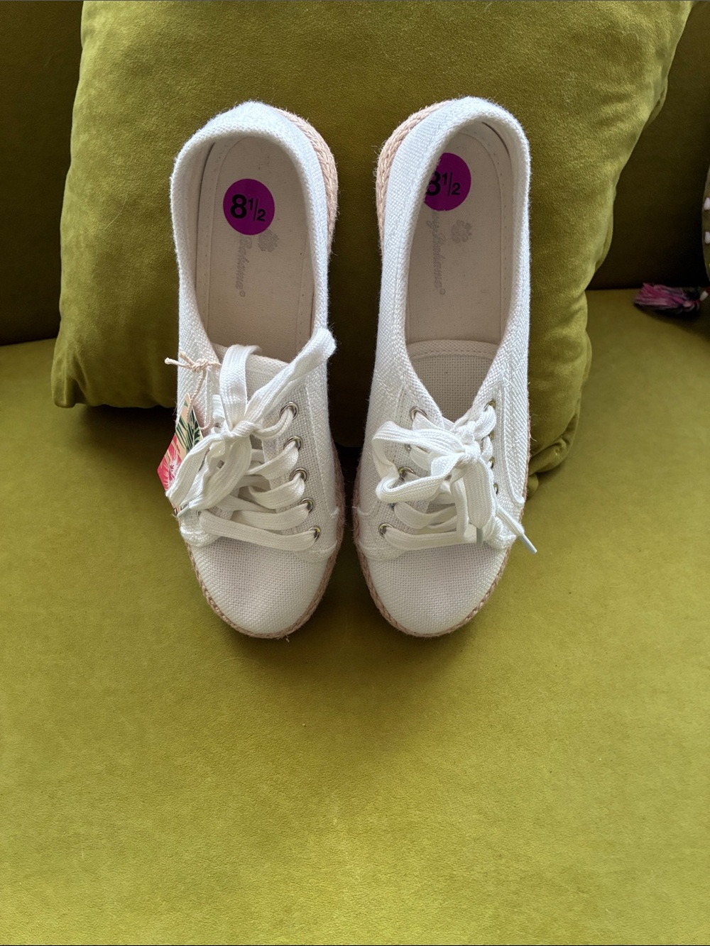 Tommy Bahama White Canvas Lace-Up Espadrilles